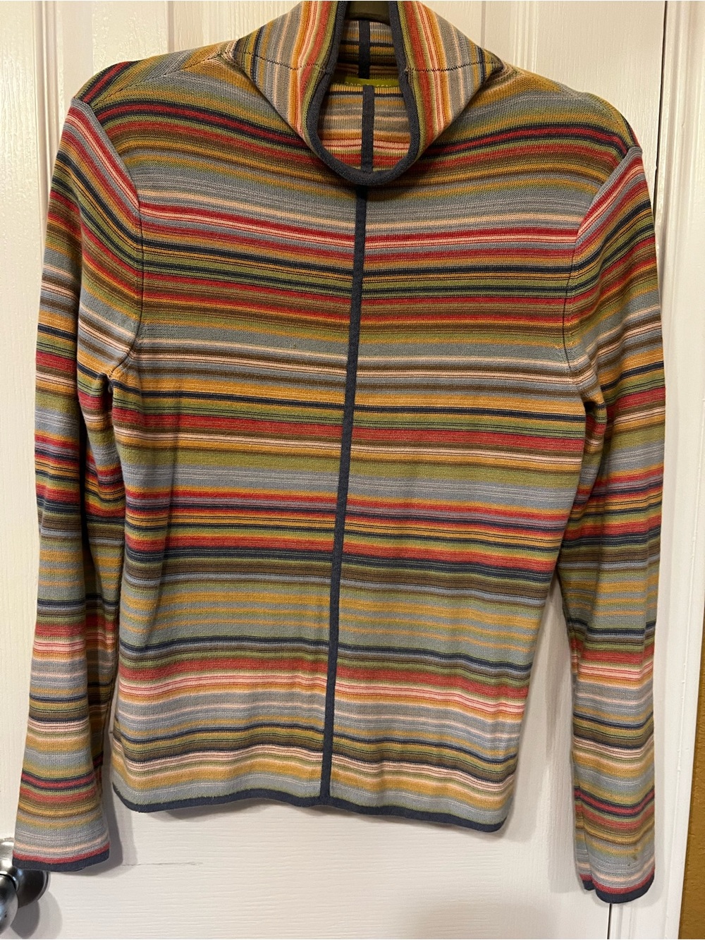 Sigrid Olsen Multicolor Striped Turtleneck Sweater, Size M